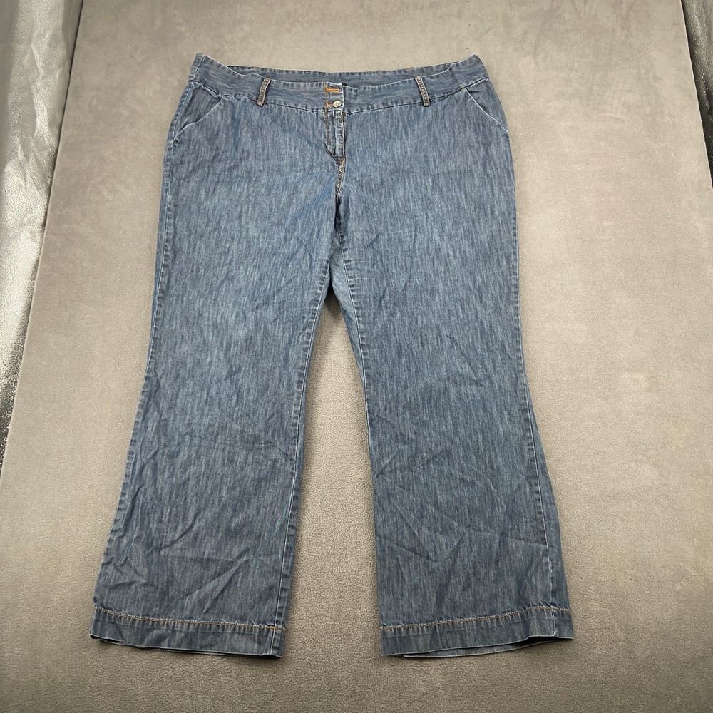 Apostrophe Woman Wide Leg Denim Trousers Medium Wash Plus Size 22W Cotton Mix